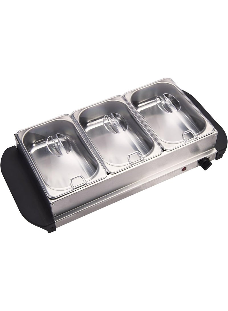 ميجاتشيف خادم طاولة وسخان طعام بثلاثة صناديق قابلة للإزالة، مع صينية ساخنة وصينية قابلة للإزالة وإطار للصينية القابل للإزالة - Image 2